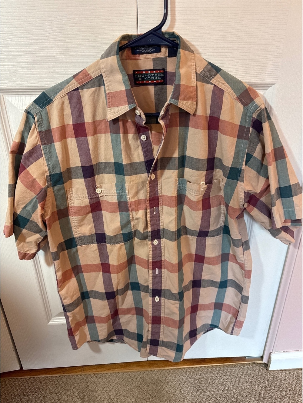 Roundtree & Yorke Newport Chambray Men's Medium Short Sleeve Button-Up Shirt